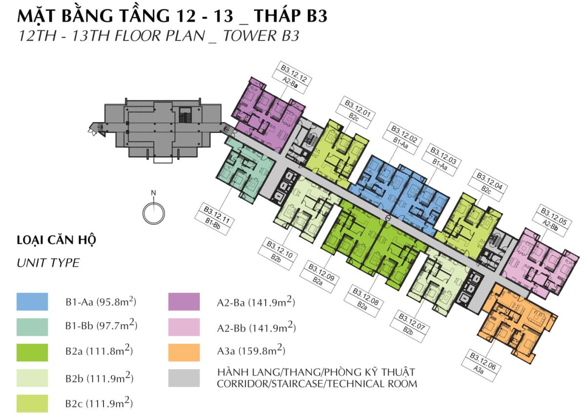Mặt bằng tầng 12-13 Tháp B3