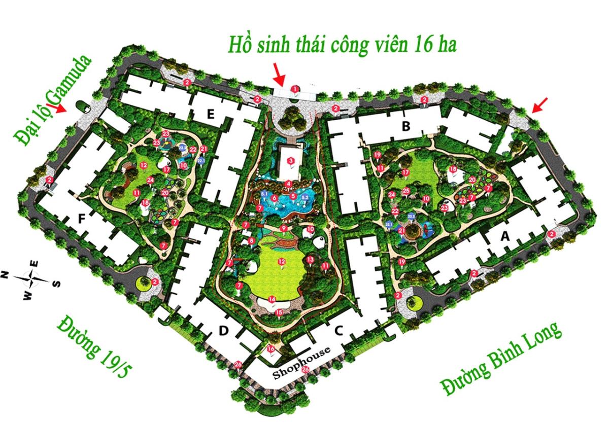 Mặt bằng tiện ích nội khu Emerald Celadon City